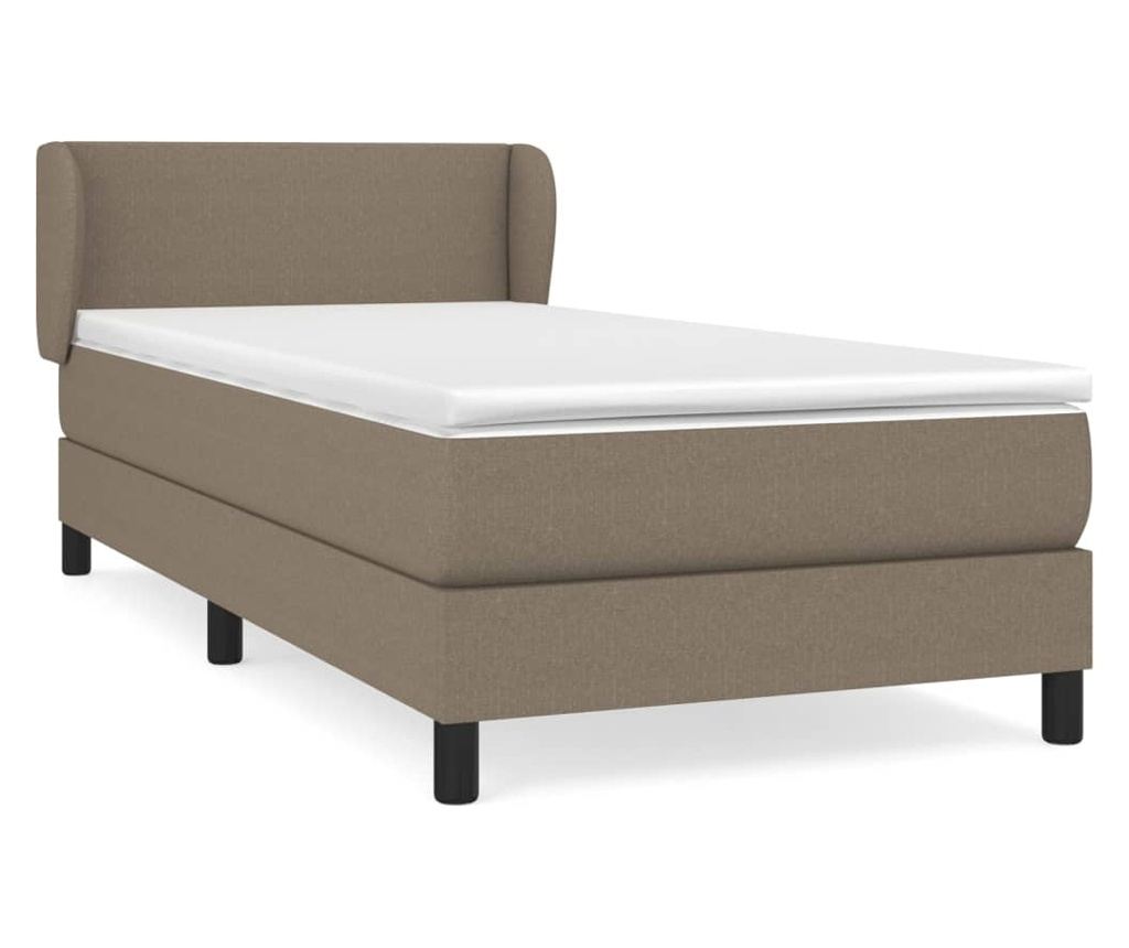 Box spring κρεβάτι με στρώμα, ταμπά γκρι, 100x200 εκ., ύφασμα - 2