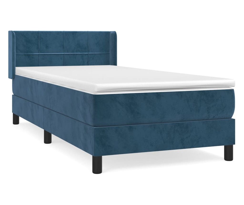 Боксспринг легло с матрак, тъмносиньо, 100x200 см, кадифе - 2