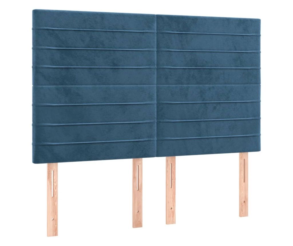 Боксспринг легло с матрак, тъмносиньо, 140x190 см, кадифе - 6