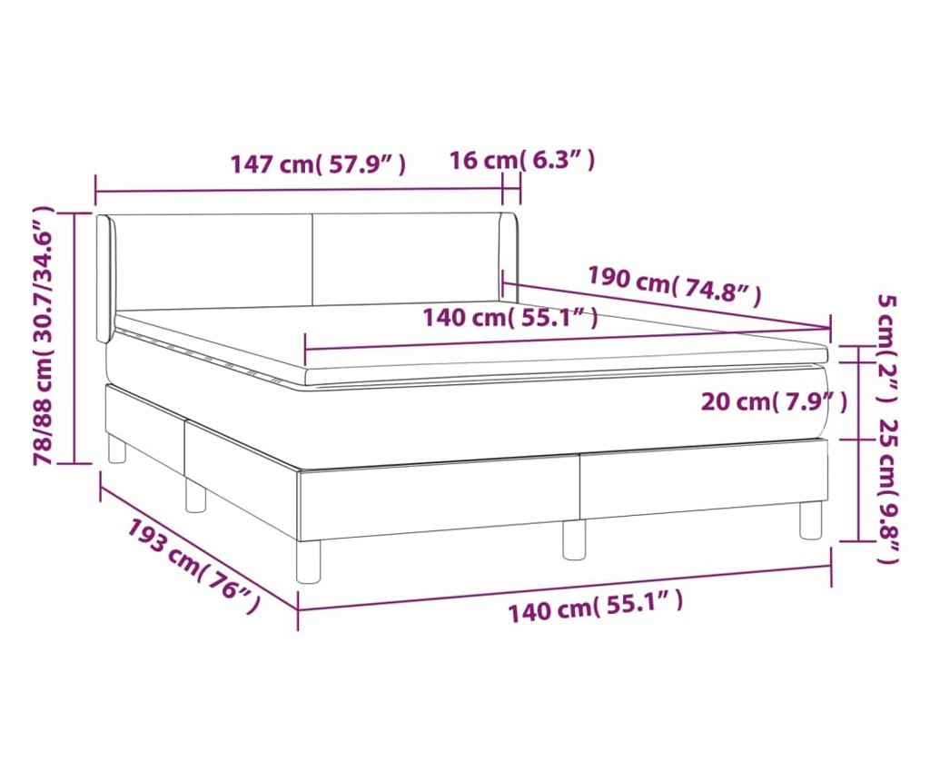 Boxspring krevet s madracem, ružičasti, 140x190 cm, baršun - 7