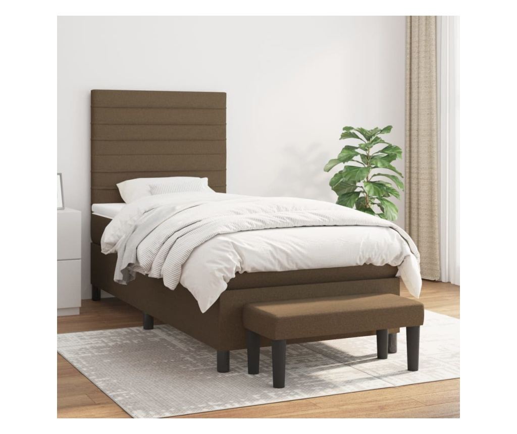 Box spring postel s matrací tmavě hnědá 90x190 cm textil - 2