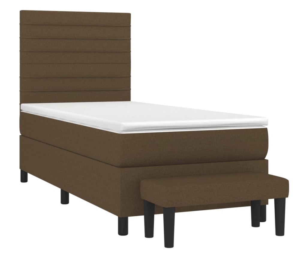 Box spring postel s matrací tmavě hnědá 90x190 cm textil - 3