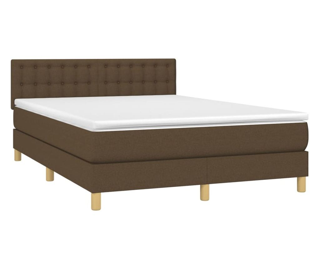 Vzmetnica z vzmetnico in LED, temno rjava, 140x190 cm, tekstil - 3