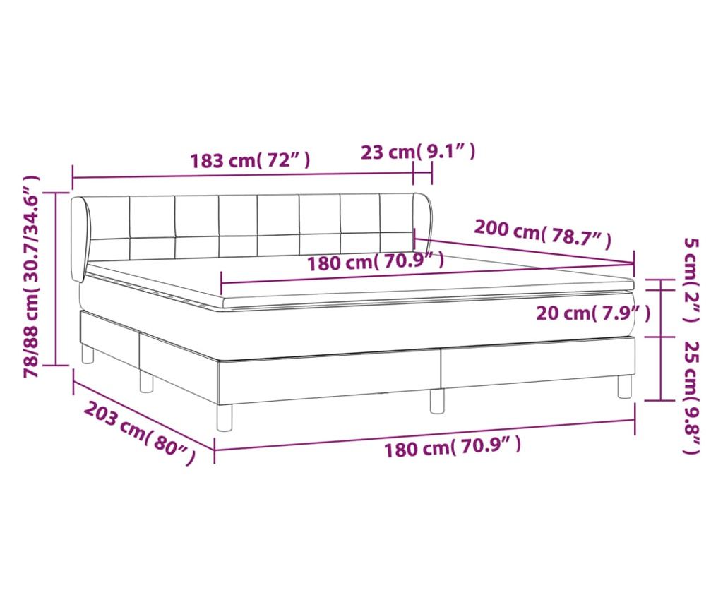 Box krevet s madracem, taupe siva, 180x200 cm, tekstil - 7