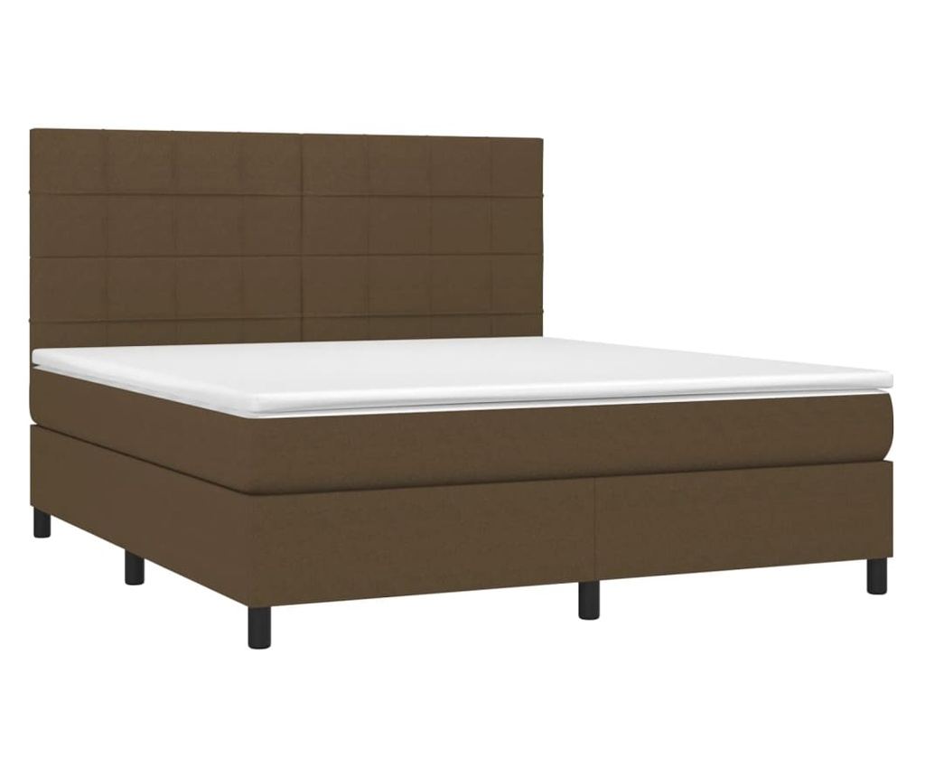 Upholstered bed with mattress and LED, dark brown, 180x200 cm, textile - 3