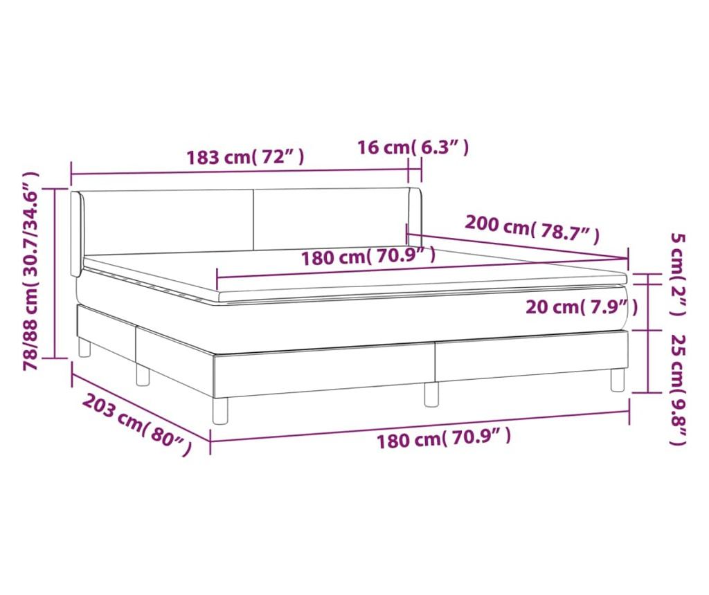 Боксспринг легло с матрак, синьо, 180x200 см, текстил - 7