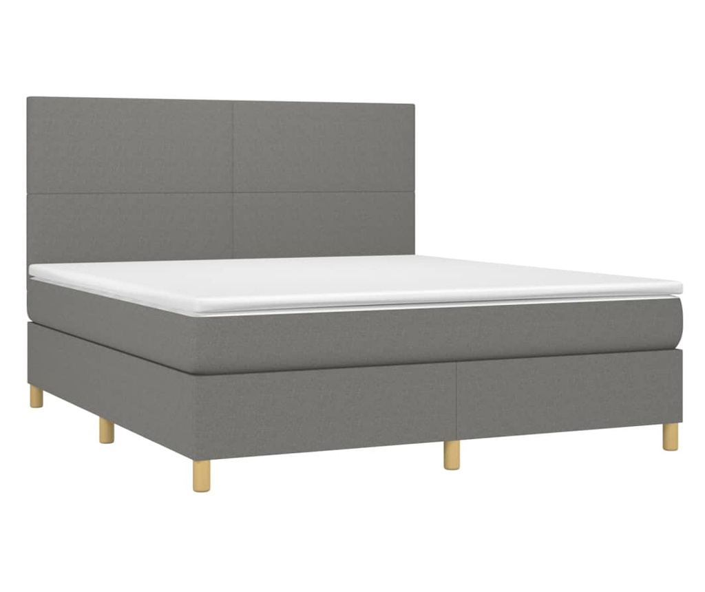 Okvir za krevet s madracem i LED rasvjetom, tamnosivi, 180x200 cm, tekstil - 3