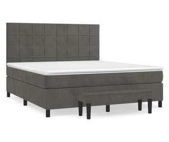 Krevet s oprugama i madracem tamnosivi 180x200 cm baršunasti