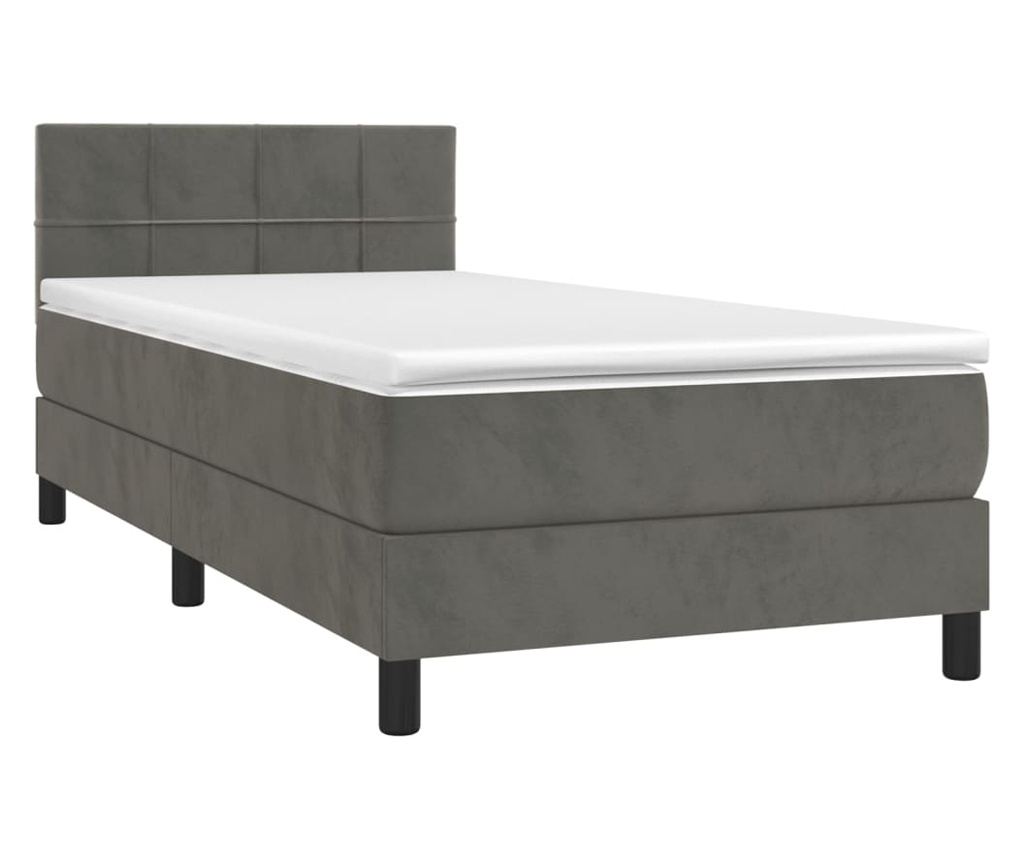 Boxspring postel s matracom, tmavosivá, 90x190 cm, zamat - 3