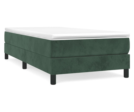 Box spring postelja z vzmetnico temno zelena 90x200 cm žamet