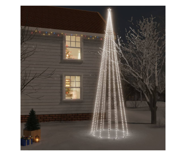 Božično drevo s konico 1134 hladno belih LED lučk 800 cm