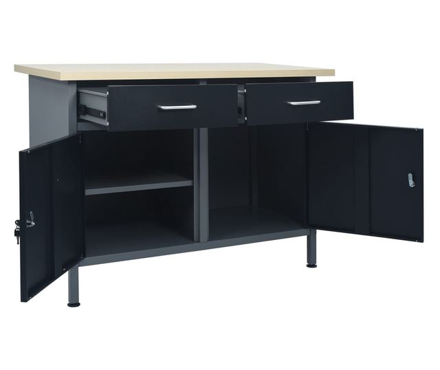 Banc de lucru, negru, 120 x 60 x 85 cm, otel
