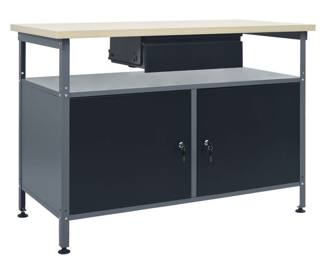 Banc de lucru, negru, 120 x 60 x 85 cm, otel