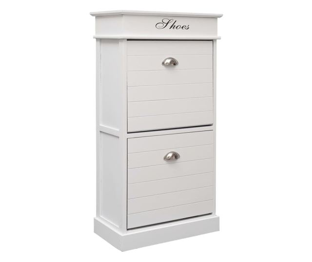 Pantofar, alb, 50 x 28 x 98 cm, lemn de paulownia