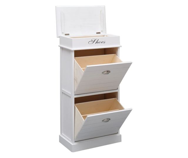 Pantofar, alb, 50 x 28 x 98 cm, lemn de paulownia