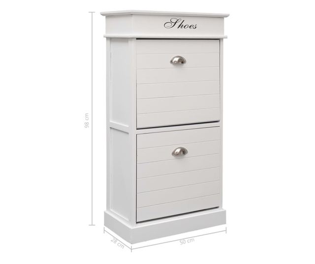 Pantofar, alb, 50 x 28 x 98 cm, lemn de paulownia