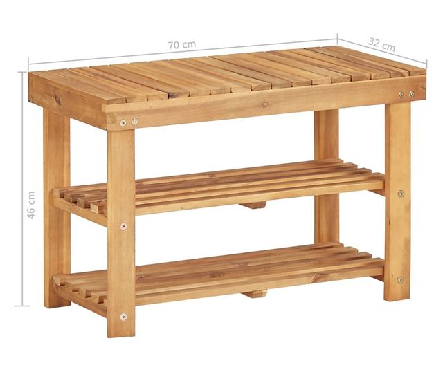 Pantofar, 70 x 32 x 46 cm, lemn masiv de acacia