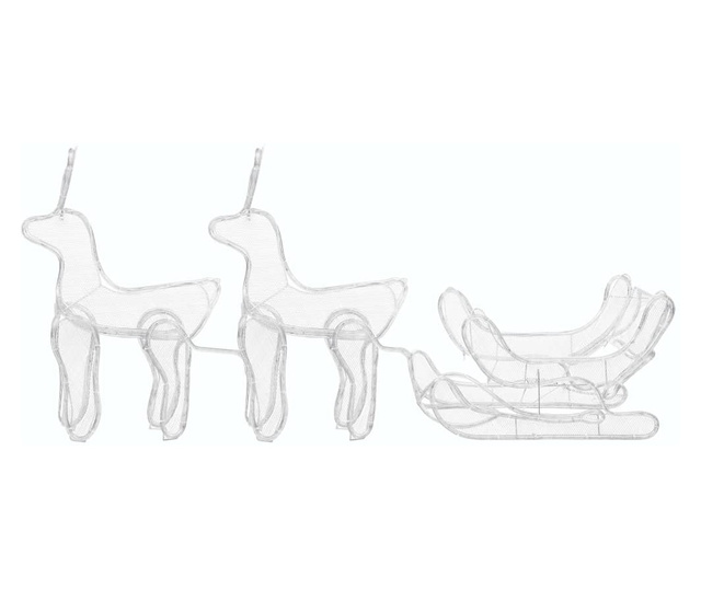 Božični okras 2 jelena in sani z mrežo 648 LED lučk