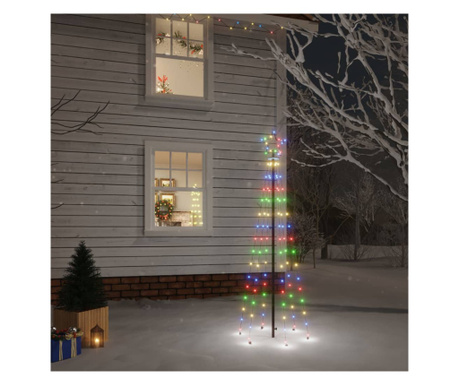 Коледна елха, 108 многоцветни светодиода, 180 см, с кол