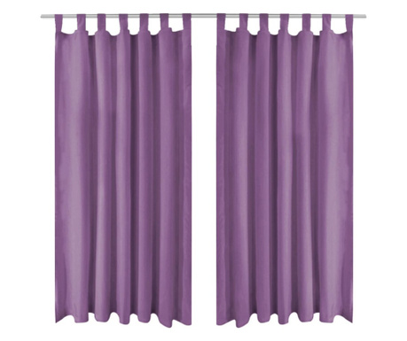 Draperii micro-satin cu bride, 2 buc, 140 x 225 cm, violet