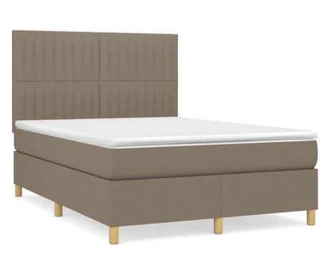 Krevet s oprugama i madracem smeđesivi 140x200 cm tkanina