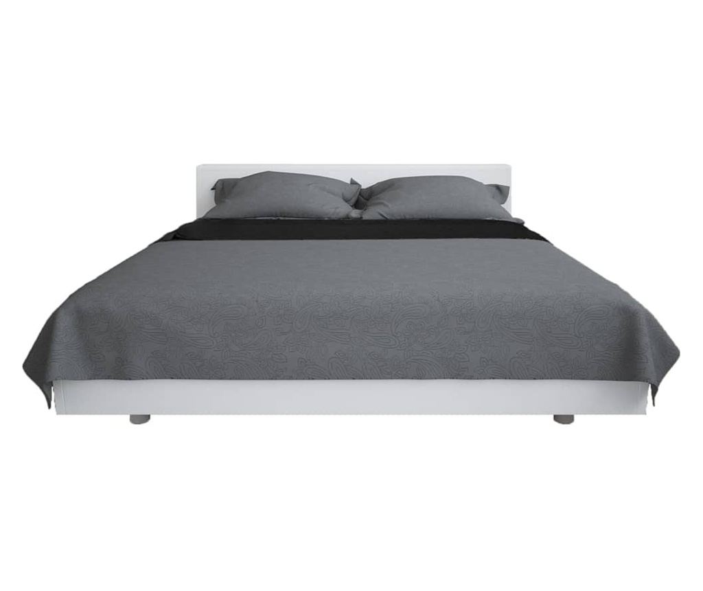 Dvostrani prošiveni prekrivač 230x260 cm sivo crni - 11