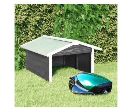 Garaža za robotsku kosilicu za travu siva i bijela 72x87x50cm od jelovine