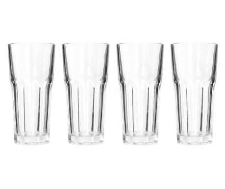 Set 4 pahare Excellent Houseware, sticla, 6.5x14 cm, 280 ml, transparent