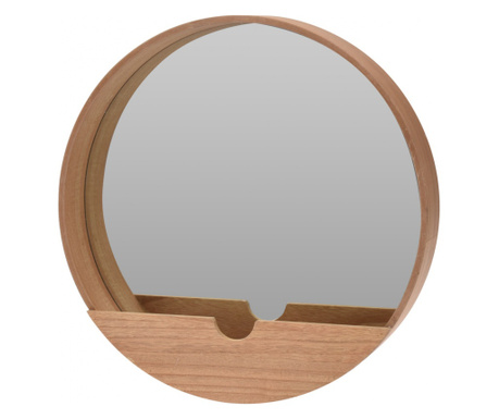 Oglinda perete Excellent Houseware, lemn/sticla, 35 cm, maro