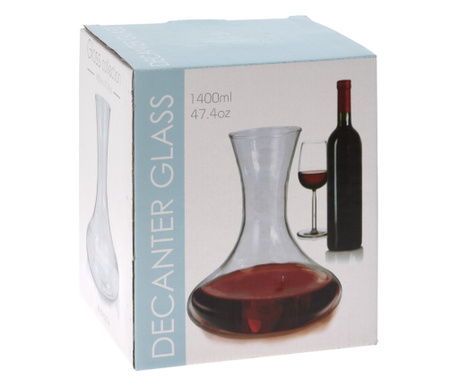 Decantor vin Excellent Houseware, sticla, 18x22 cm, 1.4 l, transparent