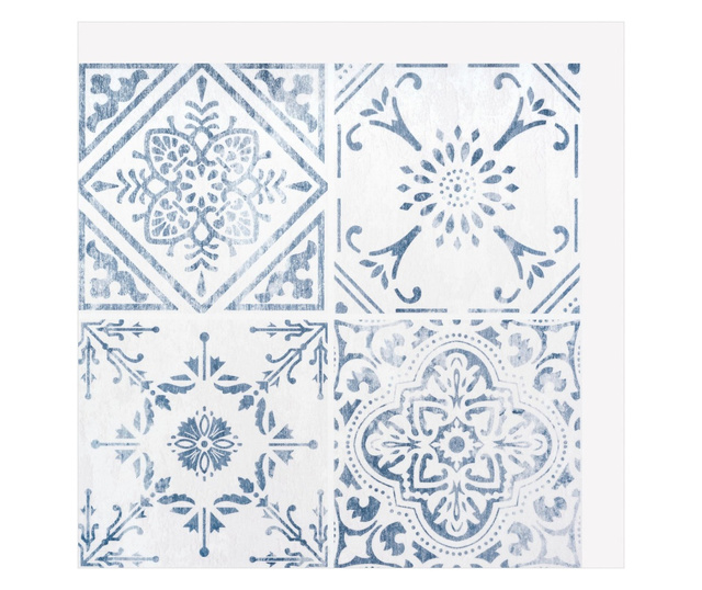 Set 6 panouri decorative autoadezive pentru pereti, d-c-Fix, faianta stil vintage, alb/ bleu, 30,5x30,5 cm, acoperire 0,55mp, co