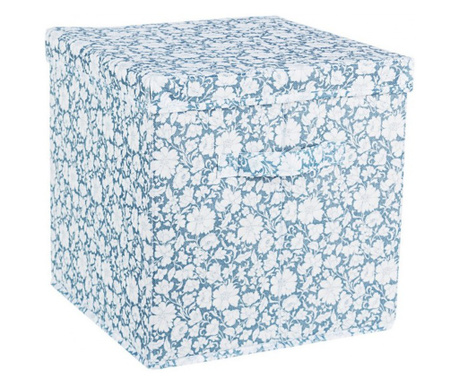 Комплект от 6 кутии за съхранение бяло синьо Flowery 30x30x30 см