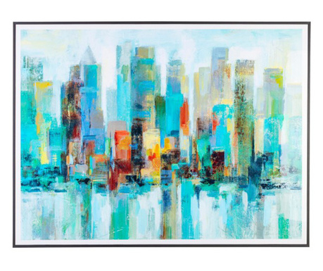 Tablou pe panza multicolor pictat in ulei Glossy 120x3.2x90 cm