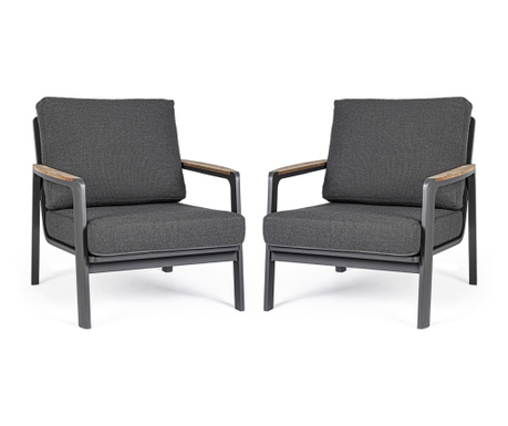Komplet 2 foteljev Jalisco s sivim oblazinjenjem 78x87x86 cm