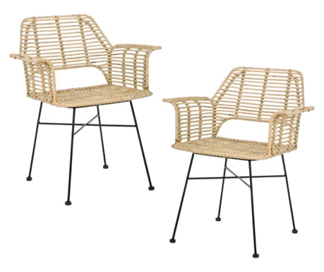 Set 2 stolov Tunas iz naravnega ratana 66x58,5x83 cm