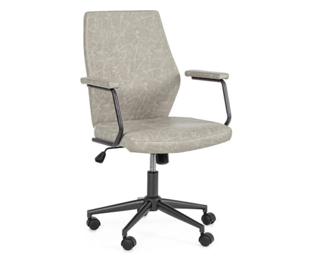 Офис стол, тапицерия от сива екологична кожа, Jamie, 67x58x105h