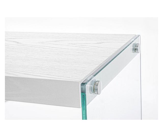 Polc, fehér mdf, üveg, Vonal, 40x30x131 cm