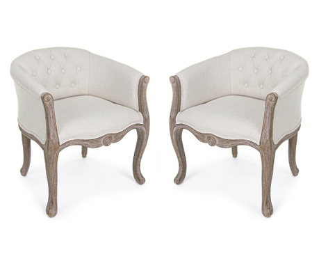Komplet 2 foteljev s krem tekstilnim oblazinjenjem Diva 60x60x70 cm