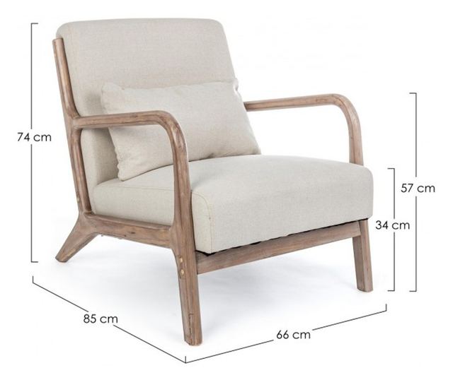 Ancilla Beige Upholstered Armchair 66x85x74 cm