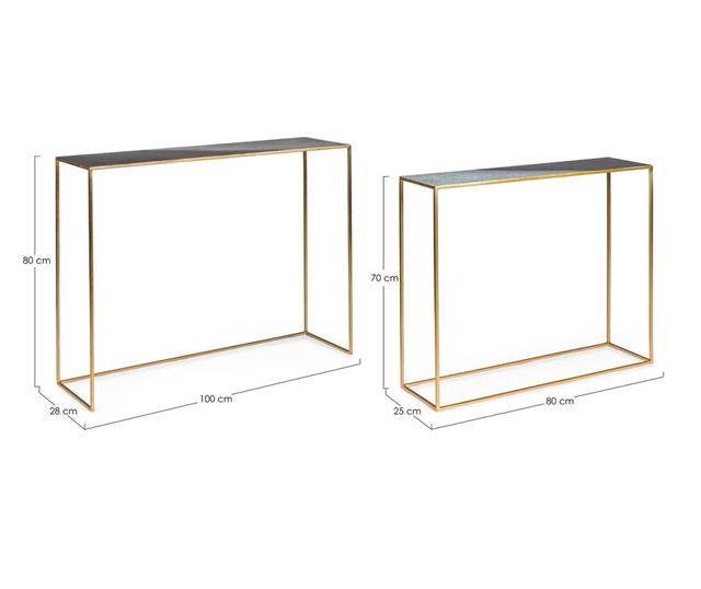 Set 2 konzol Desur 80x25x70 cm, 100x28x80 cm