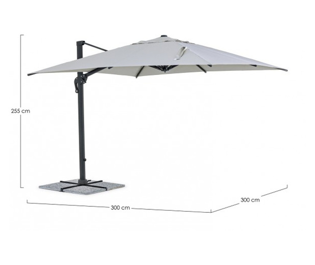 Сив градински чадър Ines II 300x300x255 см