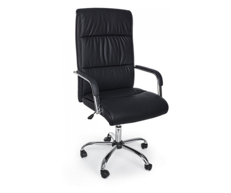 Офис стол, тапицерия от черна екологична кожа Queensland 50x62x124 см