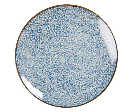5 db kék-fehér kerámia tányér készlet 21x1 cm