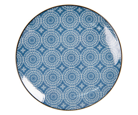 Set od 5 bijelo plavih keramičkih tanjura 21x1 cm