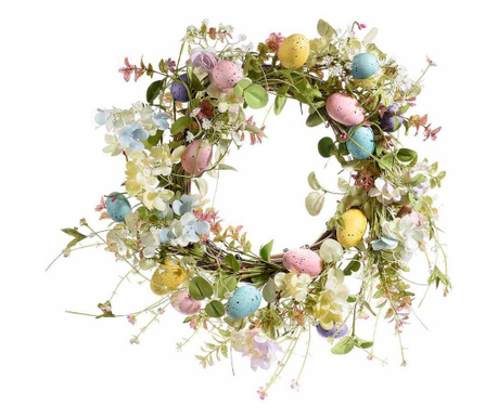Coronita Paste decorata cu oua si flori 40 cm