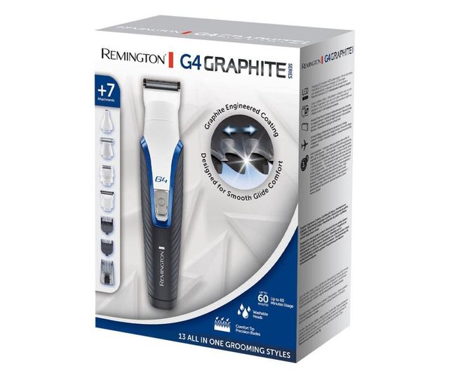 Tример Remington PG4000 G4 Graphite, 13в1, Безжичен, 60 мин. работа, Миещи се глави, Черен/бял