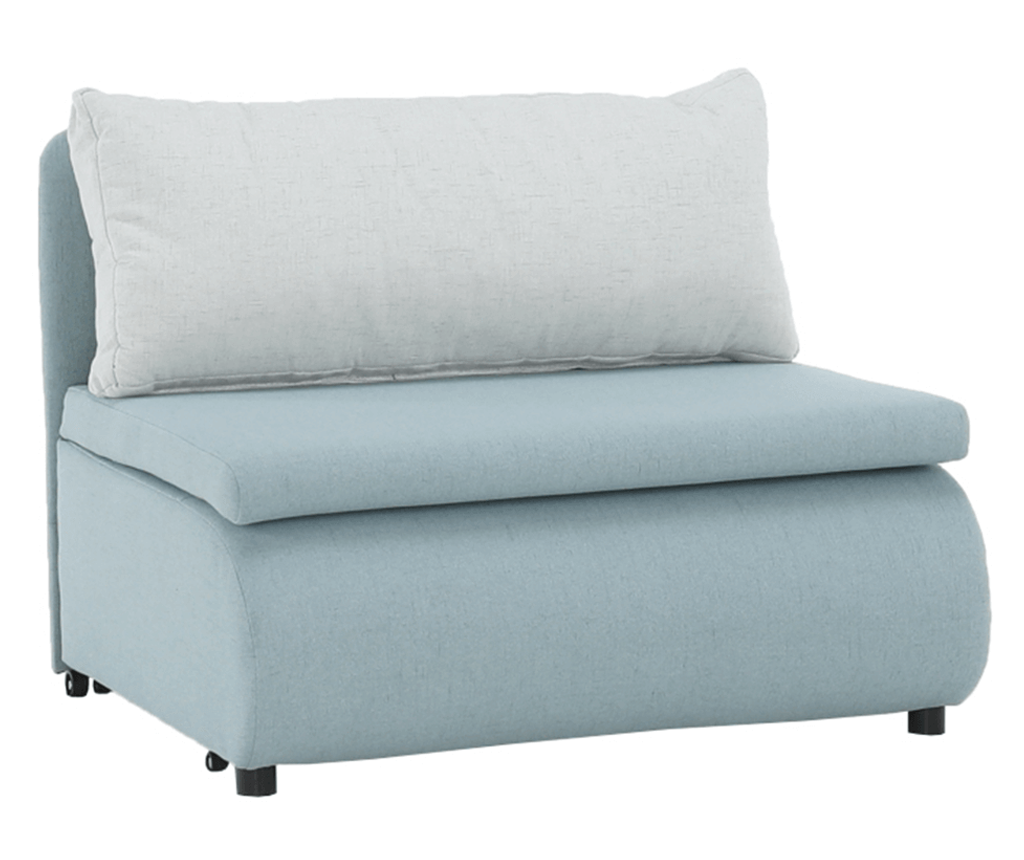 Keny kihúzható fotel mentazöld és krém szövetkárpitozással, 100x87x90 cm