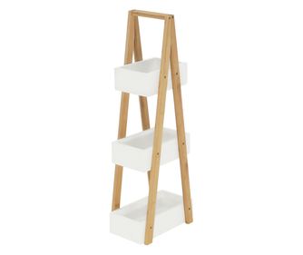 Polc 3 polccal fehér natúr bambusz mdf Vego 30x18,5x81 cm