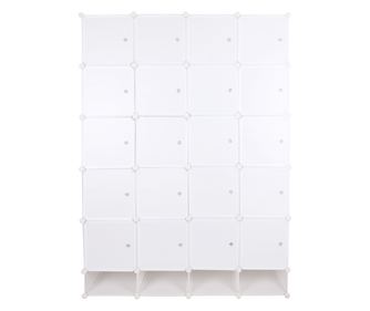 Zafod fehér moduláris műanyag és fém szekrény 148x46x202 cm