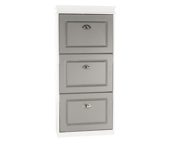 Omarica za čevlje 3 prekatna mdf sivo bela Seber 53,5x24x117 cm